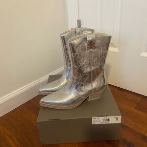 Franco sarto genuine leather silver cowboy boots 7.5